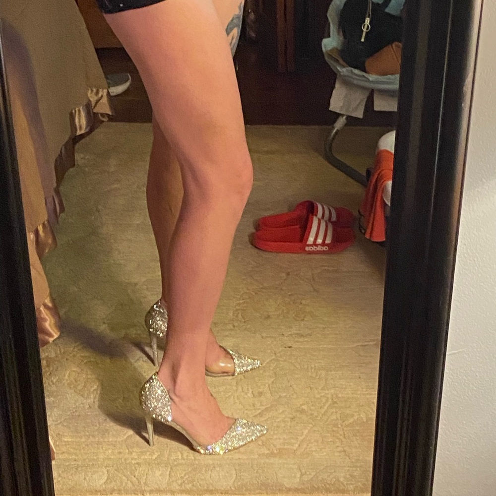Steve Madden Silver Peekaboo Stiletto Heels - Picture 9 of 11